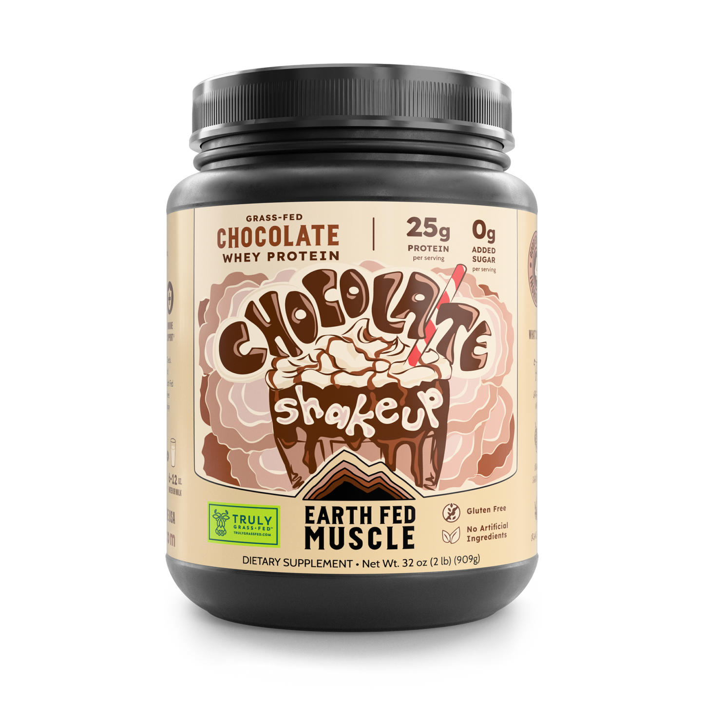 Earth Fed Muscle  Chocolate Shakeup Chocolate Grass-Fed Whey Protein 2 LB