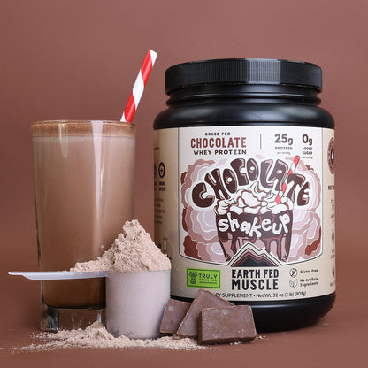Earth Fed Muscle  Chocolate Shakeup Chocolate Grass-Fed Whey Protein 2 LB