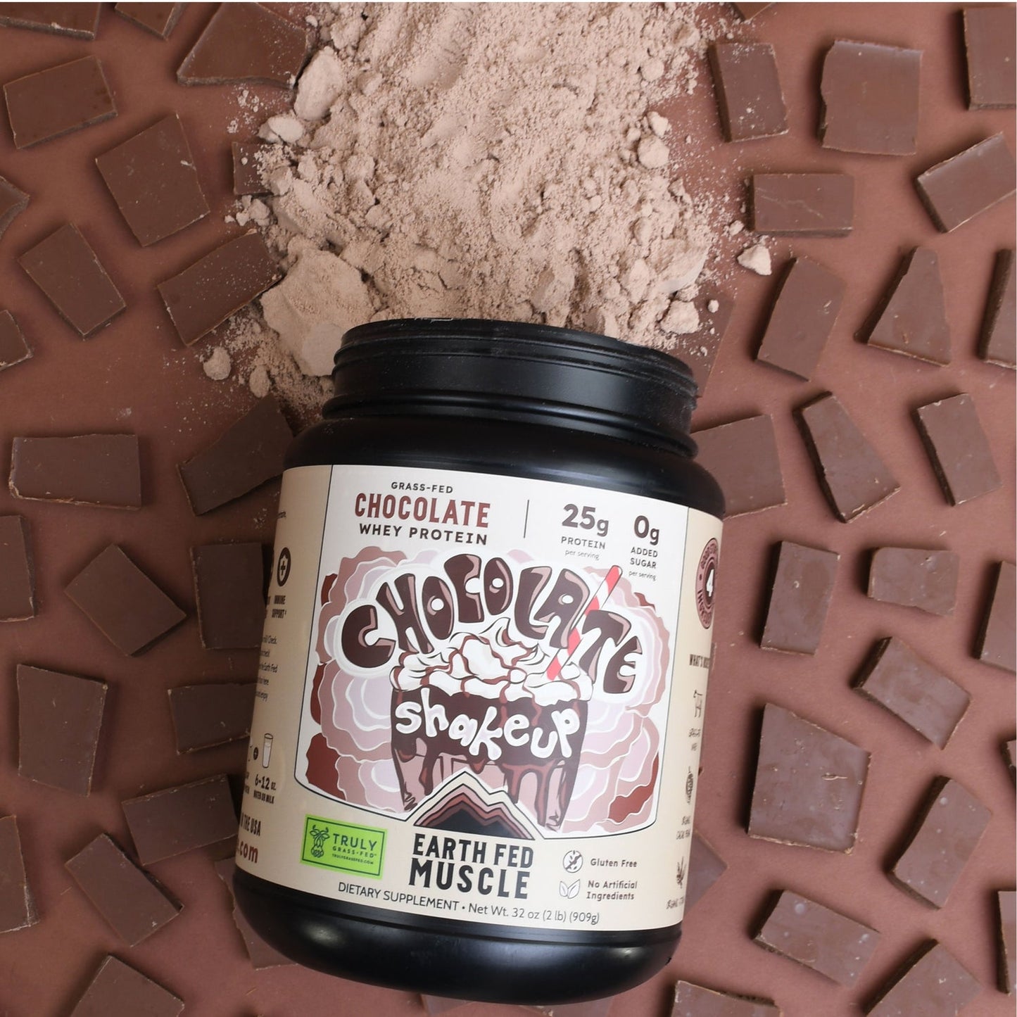 Earth Fed Muscle  Chocolate Shakeup Chocolate Grass-Fed Whey Protein 2 LB
