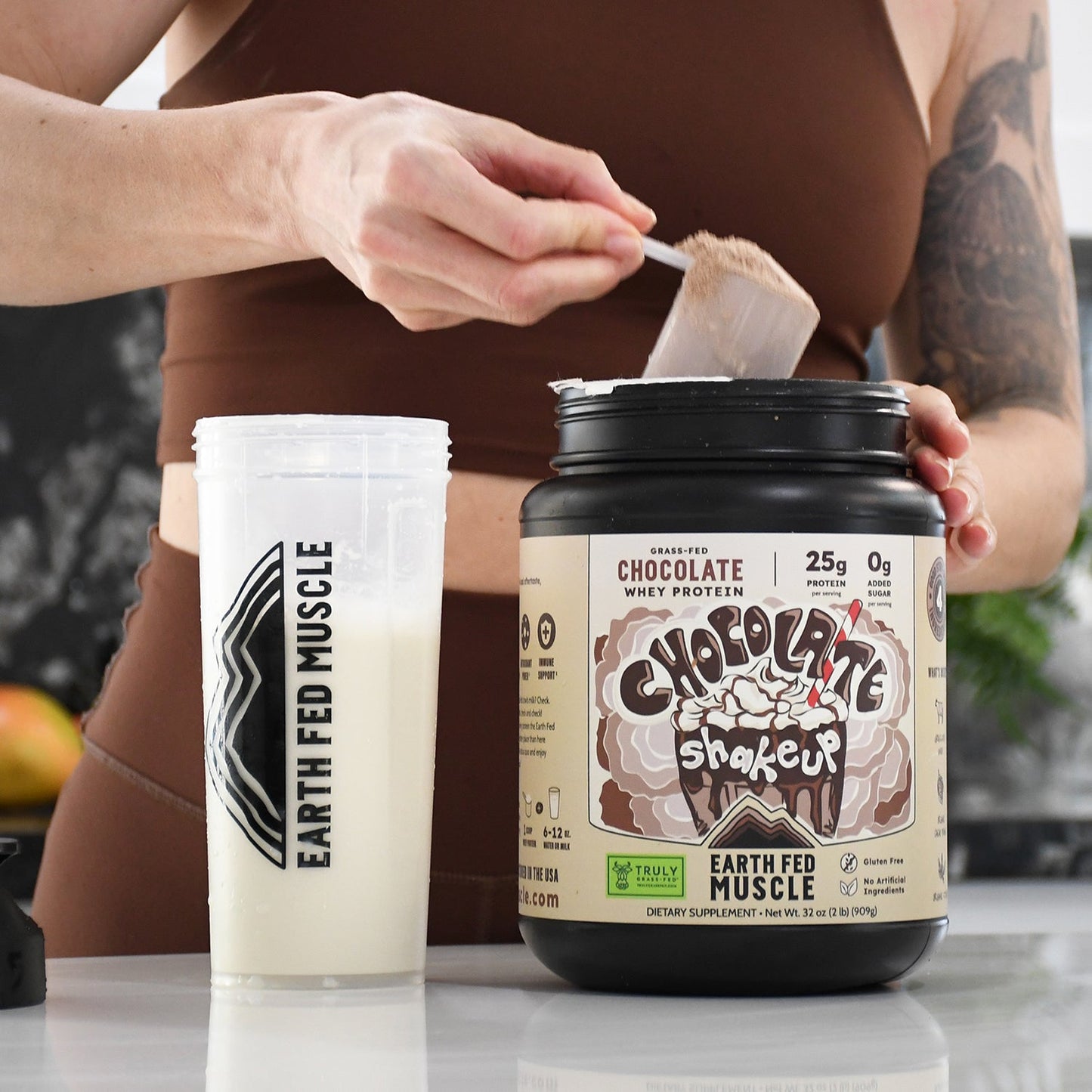 Earth Fed Muscle  Chocolate Shakeup Chocolate Grass-Fed Whey Protein 2 LB